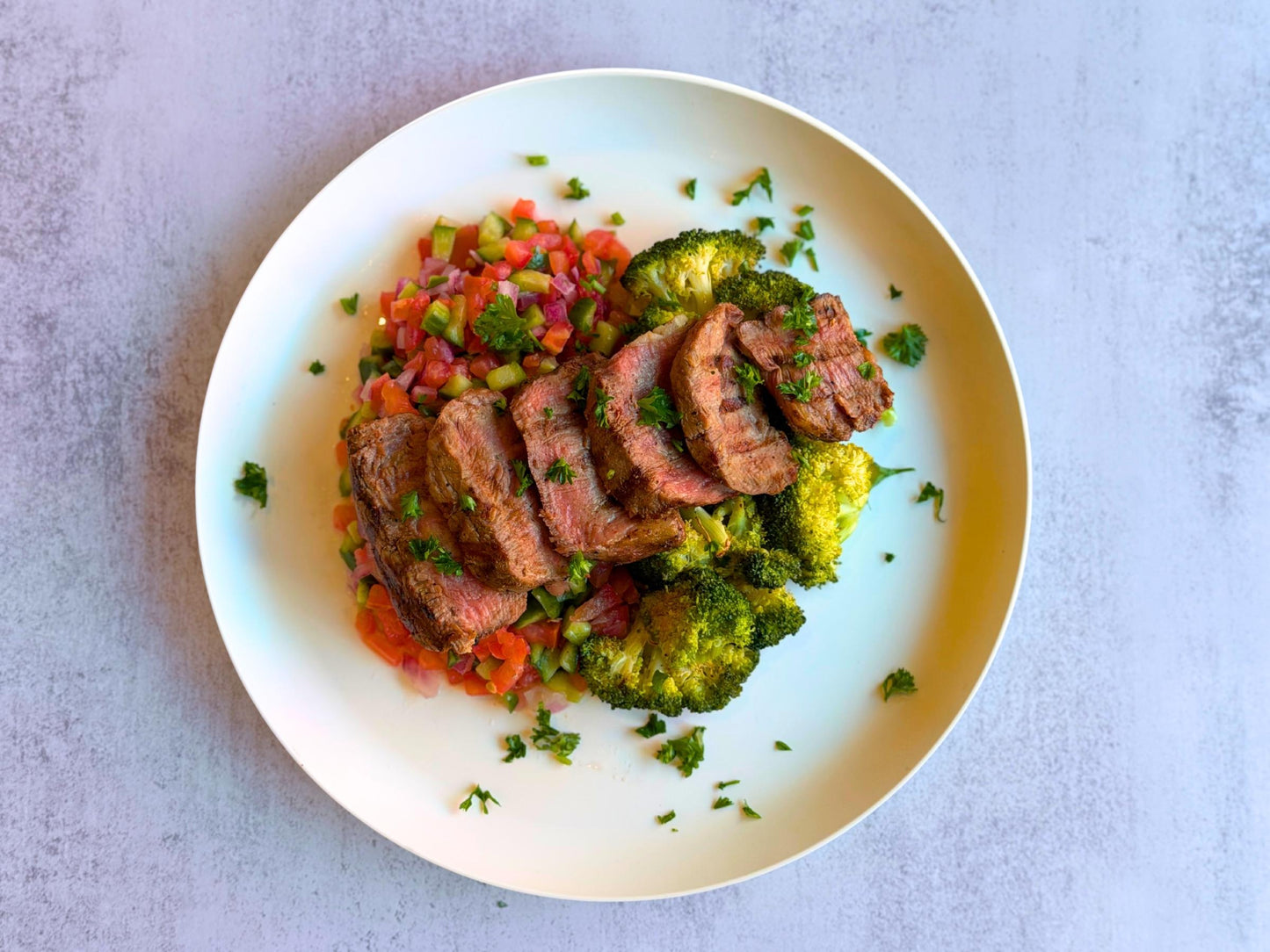 Steak (Ribeye) • Persian Salad • Broccoli