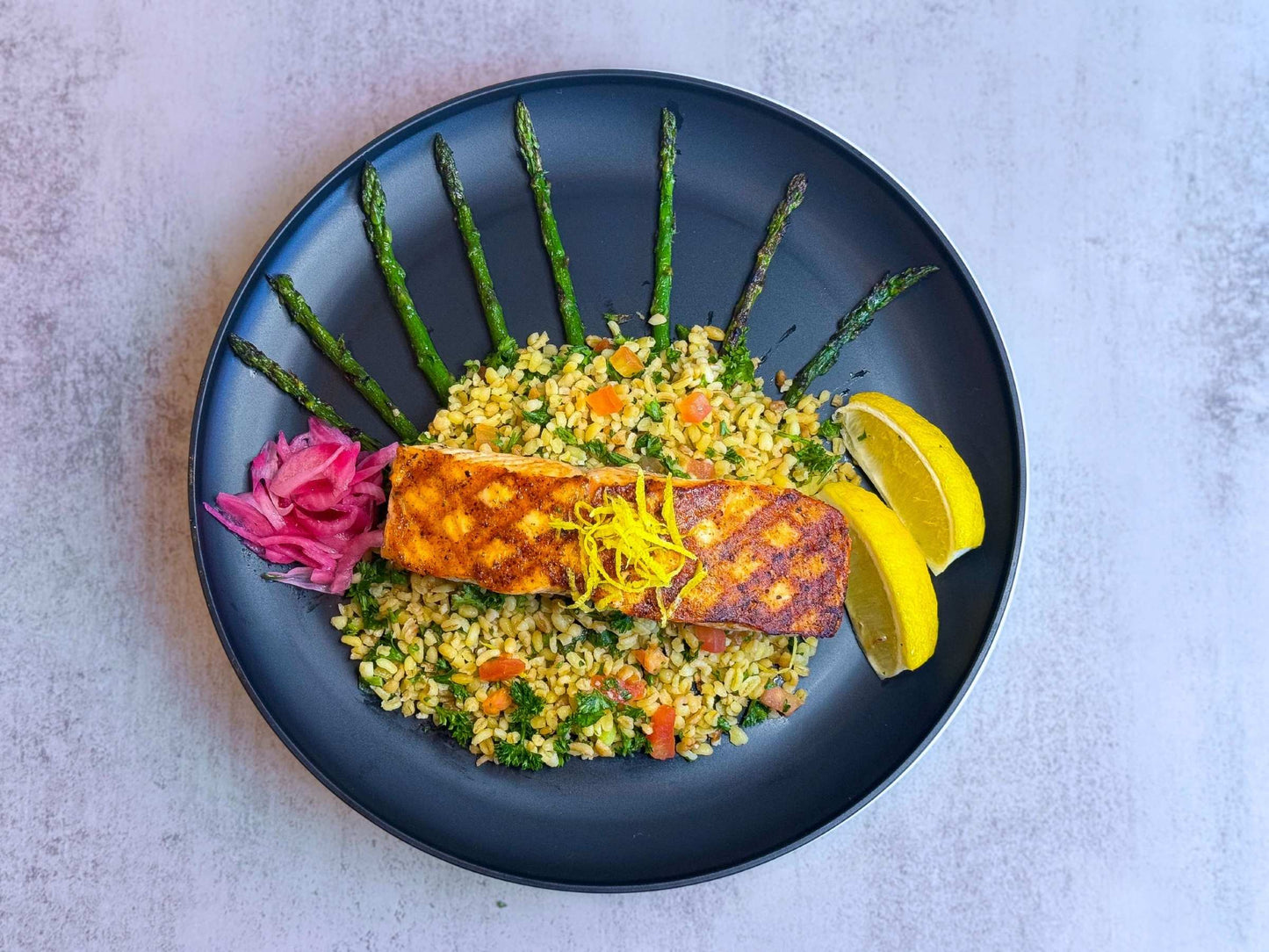 Atlantic Salmon • Bulgur • Asparagus